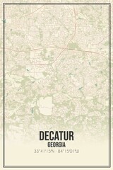 Retro US city map of Decatur, Georgia. Vintage street map.