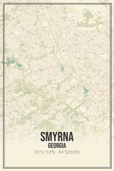 Retro US city map of Smyrna, Georgia. Vintage street map.