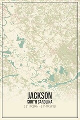 Retro US city map of Jackson, South Carolina. Vintage street map.