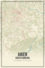 Obraz premium Retro US city map of Aiken, South Carolina. Vintage street map.
