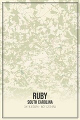 Retro US city map of Ruby, South Carolina. Vintage street map.