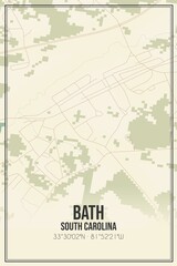 Retro US city map of Bath, South Carolina. Vintage street map.