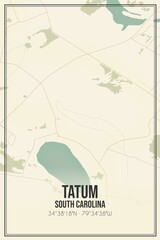 Retro US city map of Tatum, South Carolina. Vintage street map.