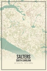 Retro US city map of Salters, South Carolina. Vintage street map.