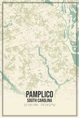 Retro US city map of Pamplico, South Carolina. Vintage street map.