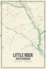 Retro US city map of Little Rock, South Carolina. Vintage street map.