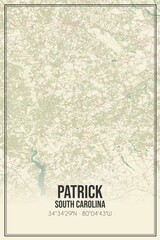 Retro US city map of Patrick, South Carolina. Vintage street map.
