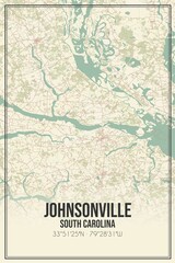 Retro US city map of Johnsonville, South Carolina. Vintage street map.