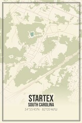Retro US city map of Startex, South Carolina. Vintage street map.