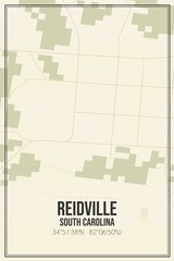 Retro US city map of Reidville, South Carolina. Vintage street map.