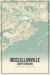 Retro US city map of McClellanville, South Carolina. Vintage street map.