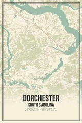 Retro US city map of Dorchester, South Carolina. Vintage street map.