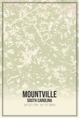 Retro US city map of Mountville, South Carolina. Vintage street map.