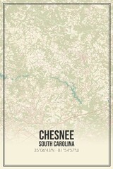 Retro US city map of Chesnee, South Carolina. Vintage street map.