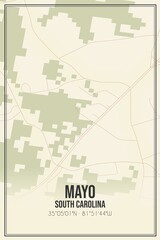 Retro US city map of Mayo, South Carolina. Vintage street map.