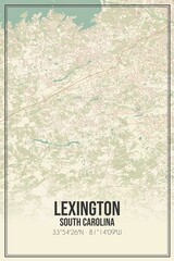 Retro US city map of Lexington, South Carolina. Vintage street map.