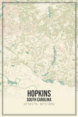 Fototapeta na wymiar Retro US city map of Hopkins, South Carolina. Vintage street map.