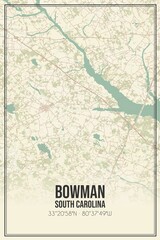 Retro US city map of Bowman, South Carolina. Vintage street map.