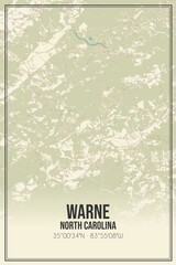 Retro US city map of Warne, North Carolina. Vintage street map.