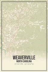 Retro US city map of Weaverville, North Carolina. Vintage street map.