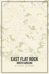 Retro US city map of East Flat Rock, North Carolina. Vintage street map.