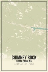 Retro US city map of Chimney Rock, North Carolina. Vintage street map.