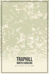Retro US city map of Traphill, North Carolina. Vintage street map. © Rezona