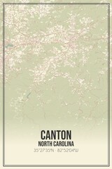 Retro US city map of Canton, North Carolina. Vintage street map.