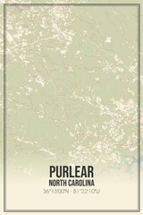 Retro US city map of Purlear, North Carolina. Vintage street map. © Rezona