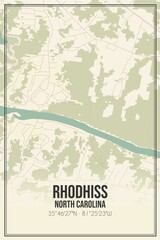 Retro US city map of Rhodhiss, North Carolina. Vintage street map.