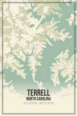 Retro US city map of Terrell, North Carolina. Vintage street map.