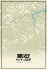 Retro US city map of Boomer, North Carolina. Vintage street map.