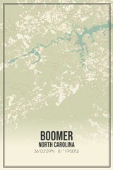 Retro US city map of Boomer, North Carolina. Vintage street map. © Rezona