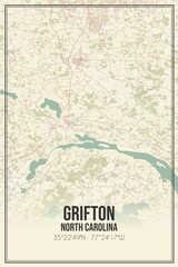 Retro US city map of Grifton, North Carolina. Vintage street map.