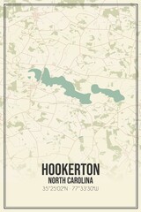 Retro US city map of Hookerton, North Carolina. Vintage street map.