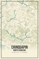 Retro US city map of Chinquapin, North Carolina. Vintage street map.
