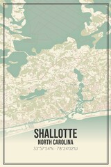 Retro US city map of Shallotte, North Carolina. Vintage street map.