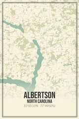 Retro US city map of Albertson, North Carolina. Vintage street map.