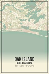 Retro US city map of Oak Island, North Carolina. Vintage street map.