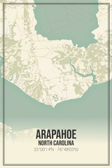 Retro US city map of Arapahoe, North Carolina. Vintage street map.