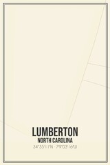Retro US city map of Lumberton, North Carolina. Vintage street map.