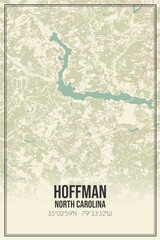 Retro US city map of Hoffman, North Carolina. Vintage street map.