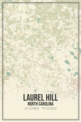 Retro US city map of Laurel Hill, North Carolina. Vintage street map.