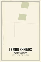 Retro US city map of Lemon Springs, North Carolina. Vintage street map.