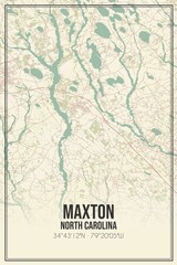 Retro US city map of Maxton, North Carolina. Vintage street map.