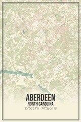 Retro US city map of Aberdeen, North Carolina. Vintage street map.