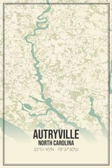 Retro US city map of Autryville, North Carolina. Vintage street map.