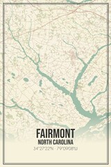 Retro US city map of Fairmont, North Carolina. Vintage street map.