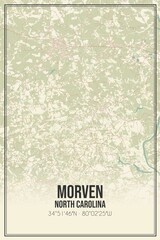 Retro US city map of Morven, North Carolina. Vintage street map.