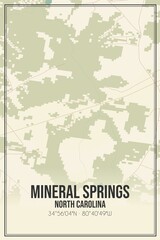 Retro US city map of Mineral Springs, North Carolina. Vintage street map.